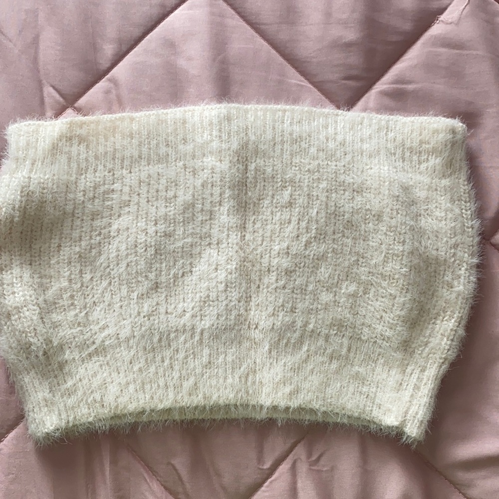 Furry Cream Tube Top